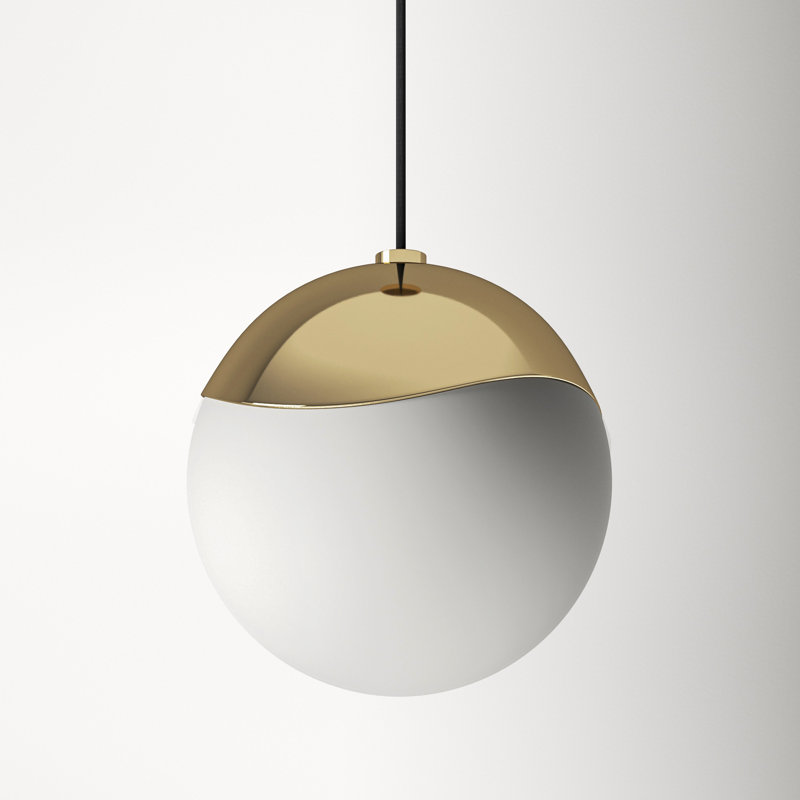 Polished Brass and Frosted Glass Globe Pendant Light
