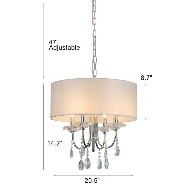 Bizet Chrome & Crystal 47" Contemporary Drum Chandelier