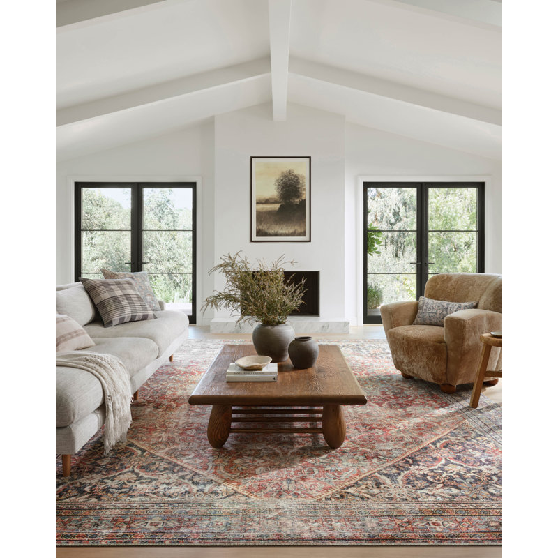 Heirloom Red Synthetic 10' x 14' Rectangular Area Rug