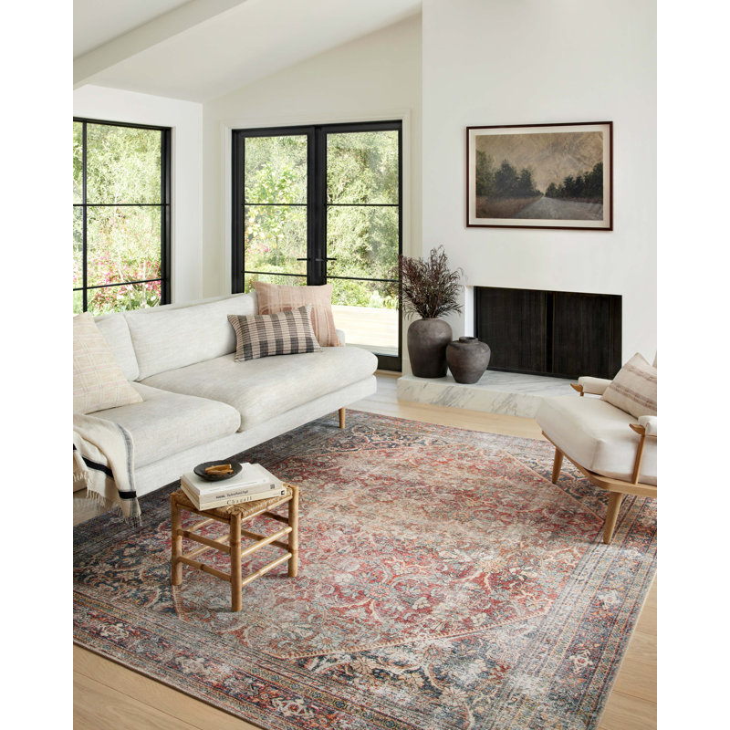 Heirloom Red Synthetic 10' x 14' Rectangular Area Rug