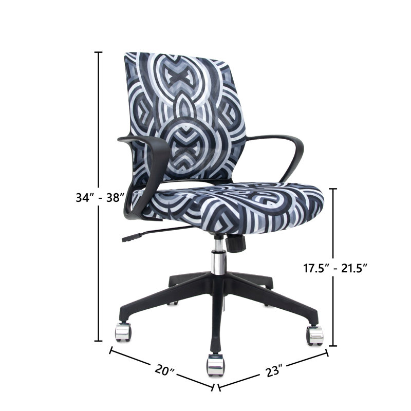 Echo Silver Swivel Task Chair with Black Mesh and Leather