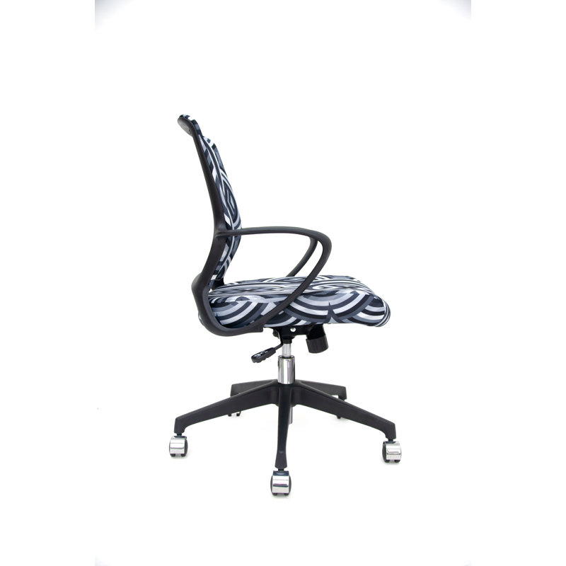 Echo Silver Swivel Task Chair with Black Mesh and Leather