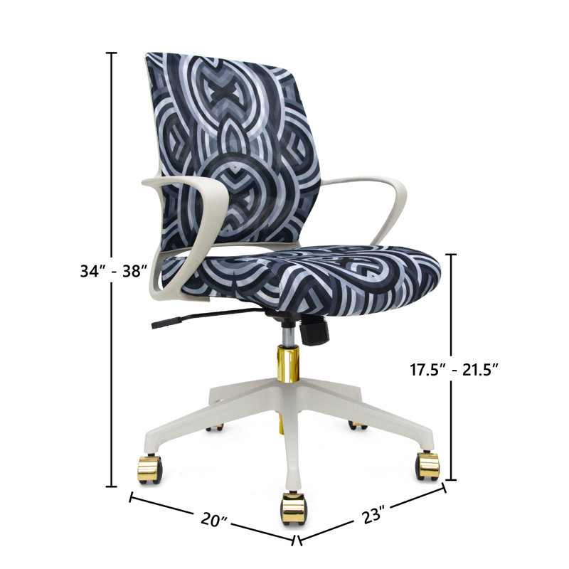 Echo Gold & White Grayscale 360° Swivel Task Chair with Waterfall Edge