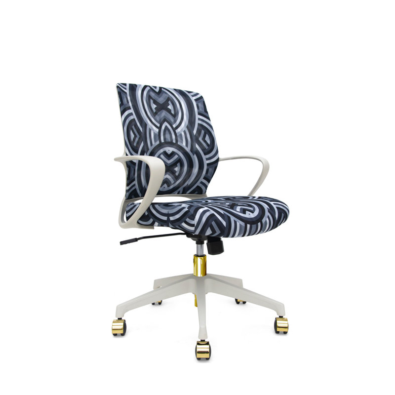 Echo Gold & White Grayscale 360° Swivel Task Chair with Waterfall Edge