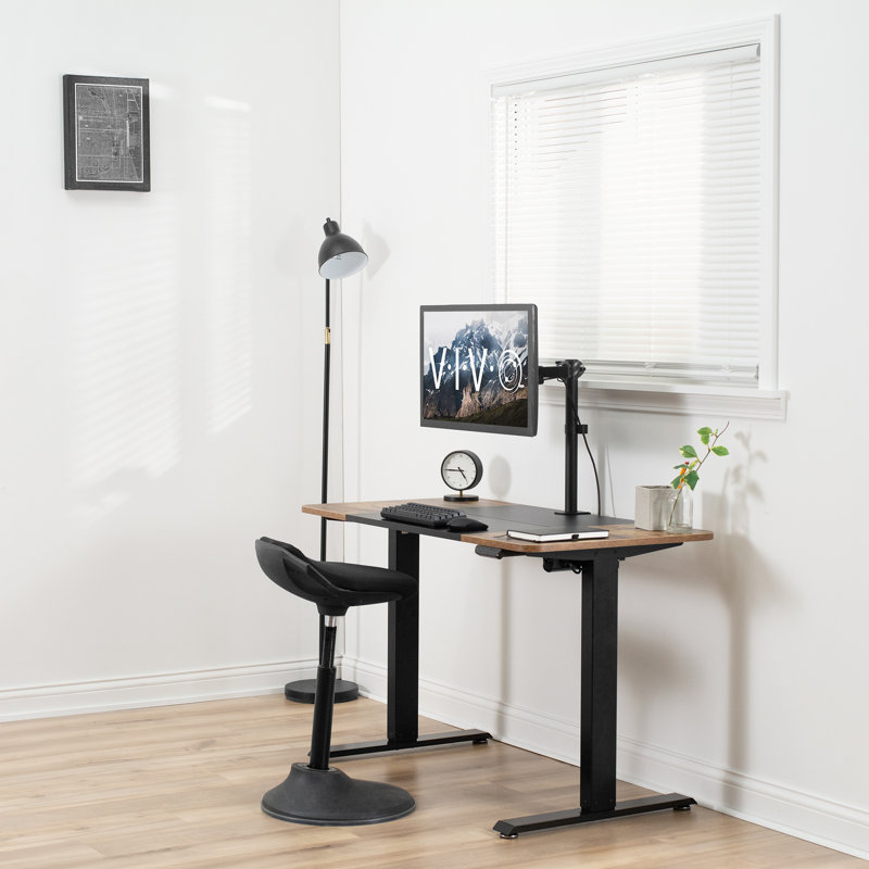 Vintage Brown & Black Electric Height Adjustable Standing Desk