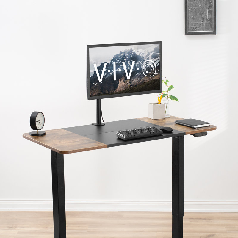 Vintage Brown & Black Electric Height Adjustable Standing Desk