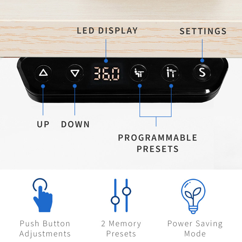 White and Light Wood Adjustable Electric Standing Desk