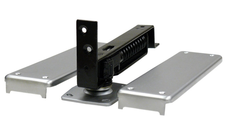 Brushed Chrome Double Action Spring Hinge with Solid Brass Cover Plates