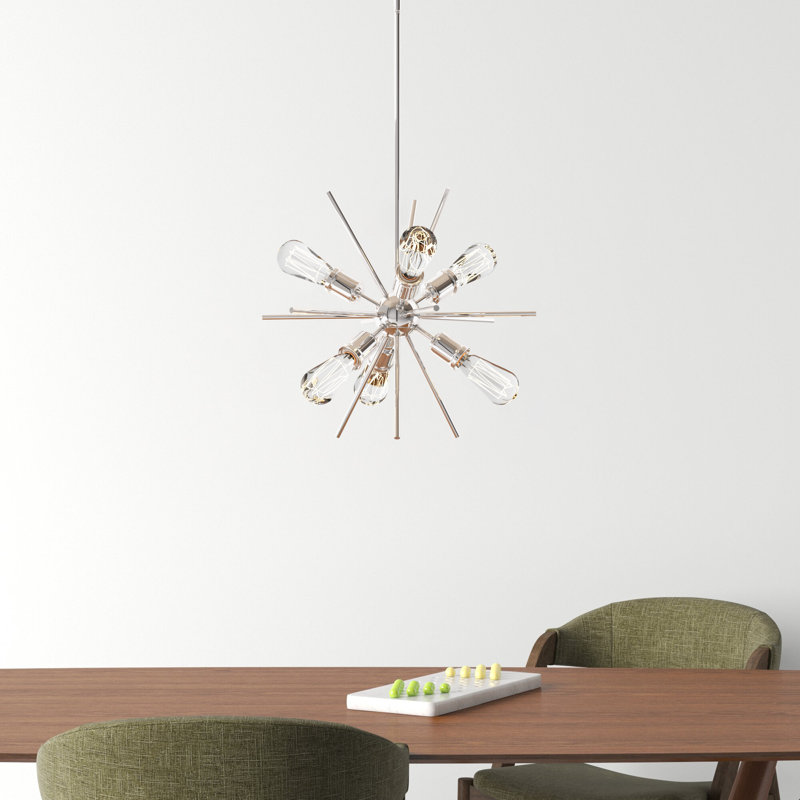 Polished Nickel 6-Light Sputnik Sphere Chandelier