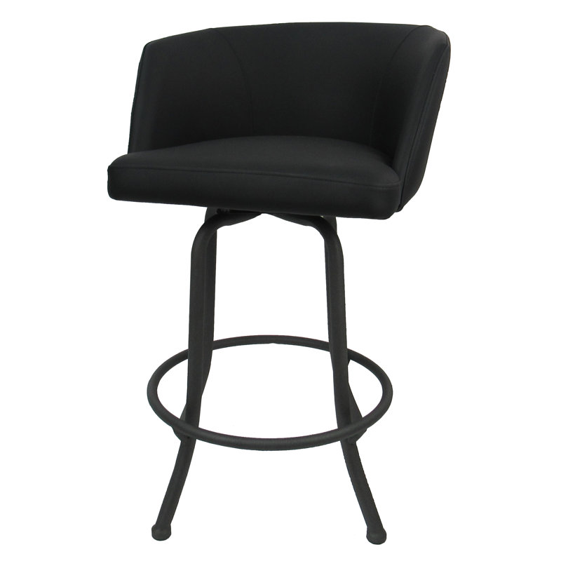 Joey Swivel 30'' Bar Stool with Ruby Red Upholstery & Gray Frame
