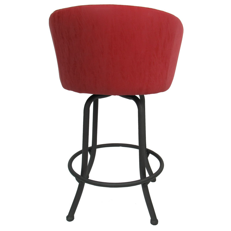 Joey Swivel 30'' Bar Stool with Ruby Red Upholstery & Gray Frame