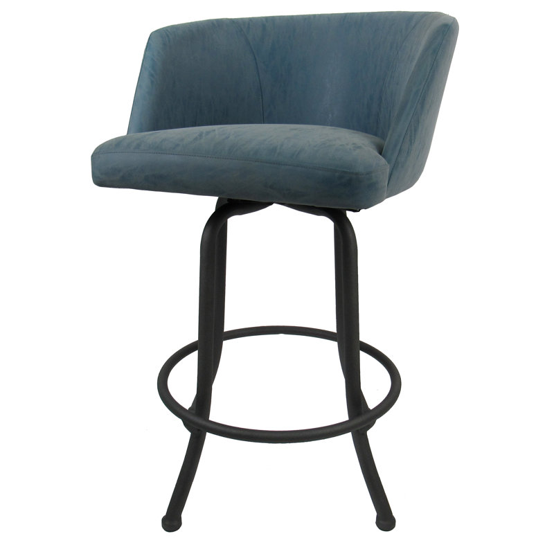 Joey Swivel 30'' Bar Stool with Ruby Red Upholstery & Gray Frame