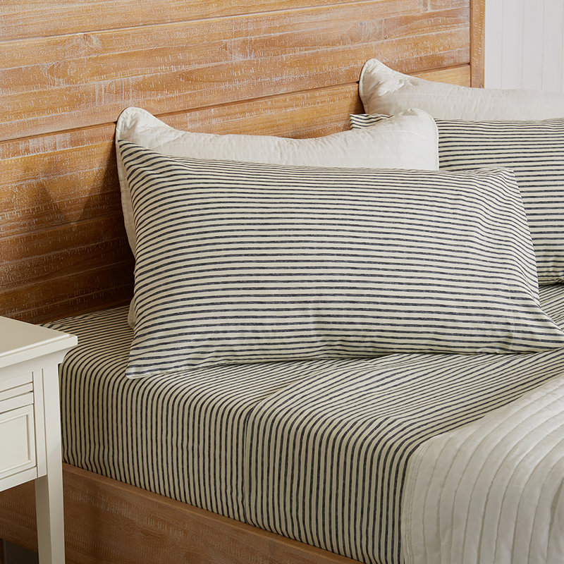 Queen Light Taupe Striped Microfiber Sheet Set
