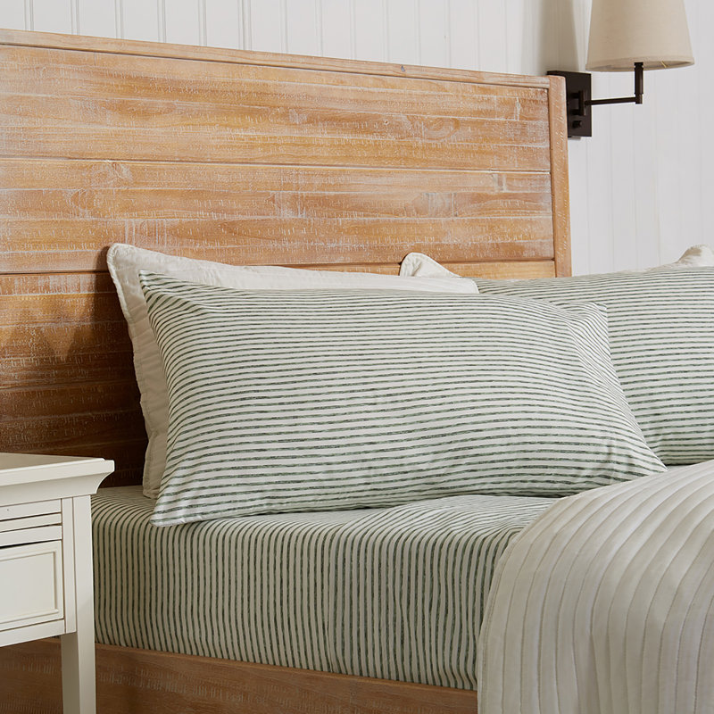 Queen Light Taupe Striped Microfiber Sheet Set
