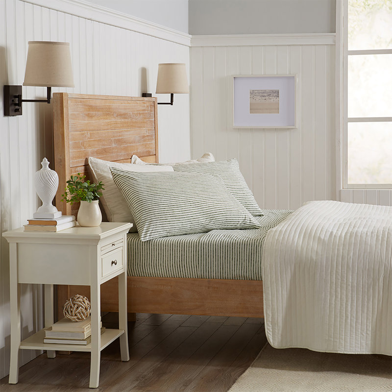 Queen Light Taupe Striped Microfiber Sheet Set
