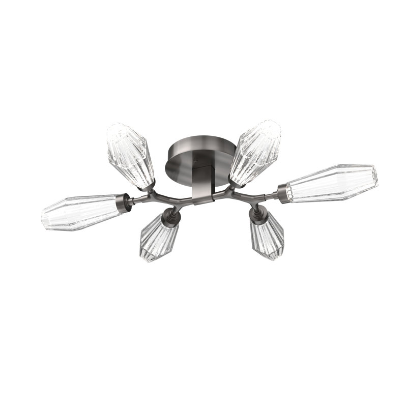 Modern Silver Glass 6-Light LED Drum Flush Mount