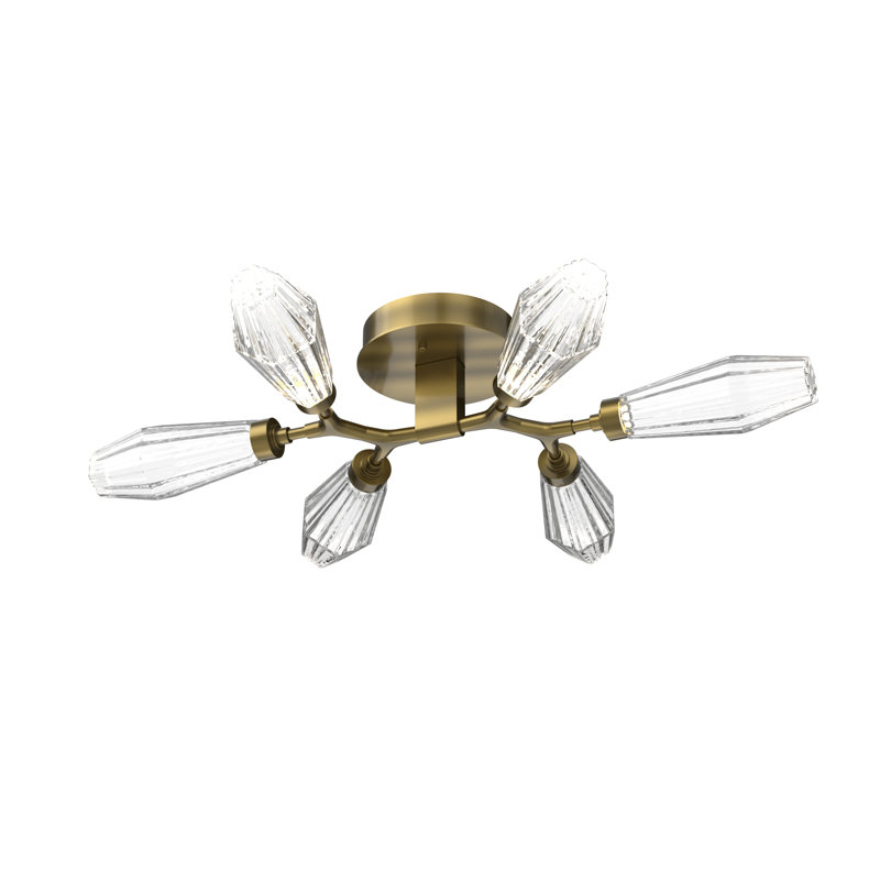 Modern Silver Glass 6-Light LED Drum Flush Mount