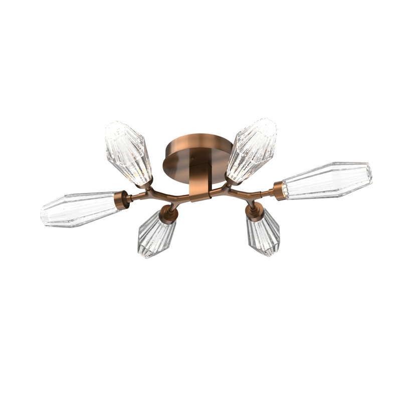 Modern Silver Glass 6-Light LED Drum Flush Mount