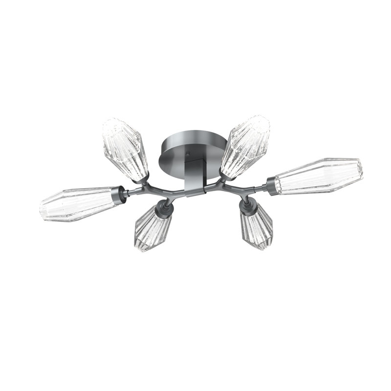Modern Silver Glass 6-Light LED Drum Flush Mount