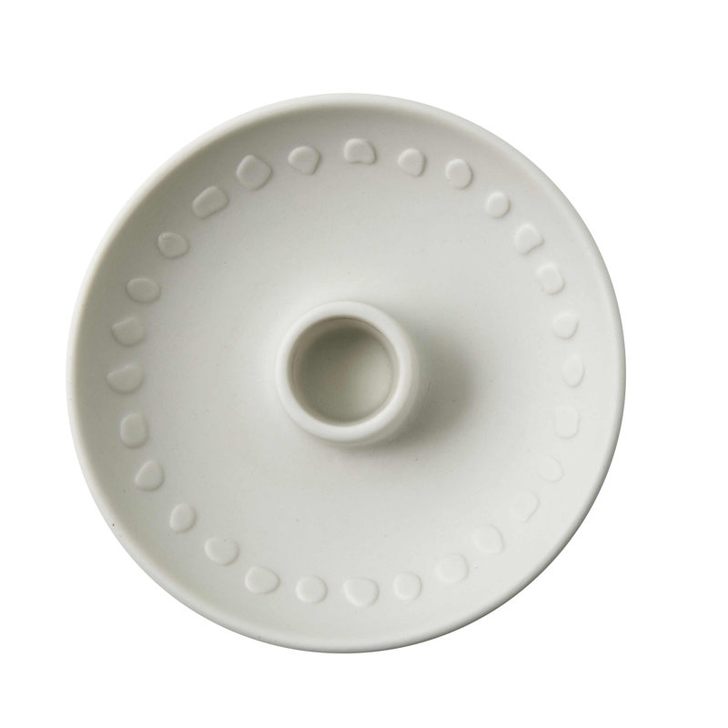 Blossom White Ceramic Candlestick with Gold Finish