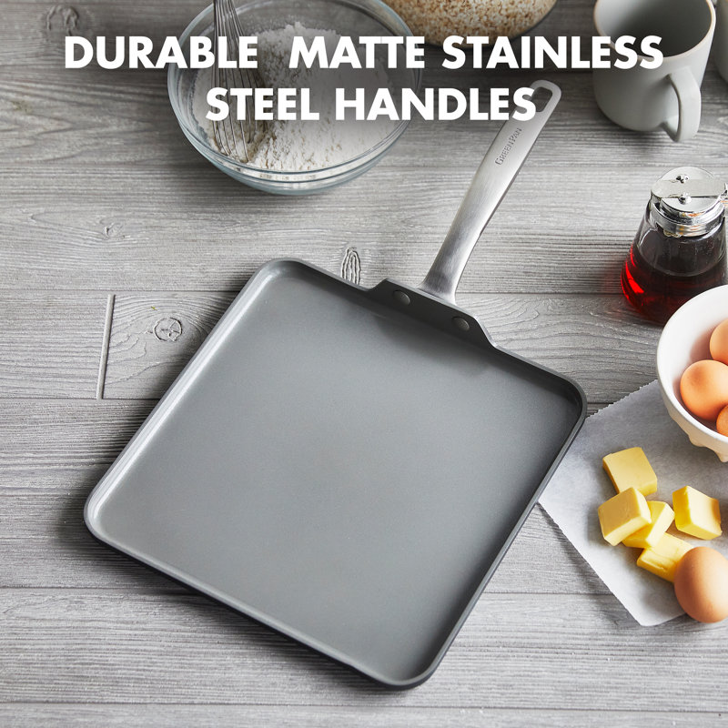 GreenPan Chatham 11" Gray Ceramic Nonstick Square Griddle Pan