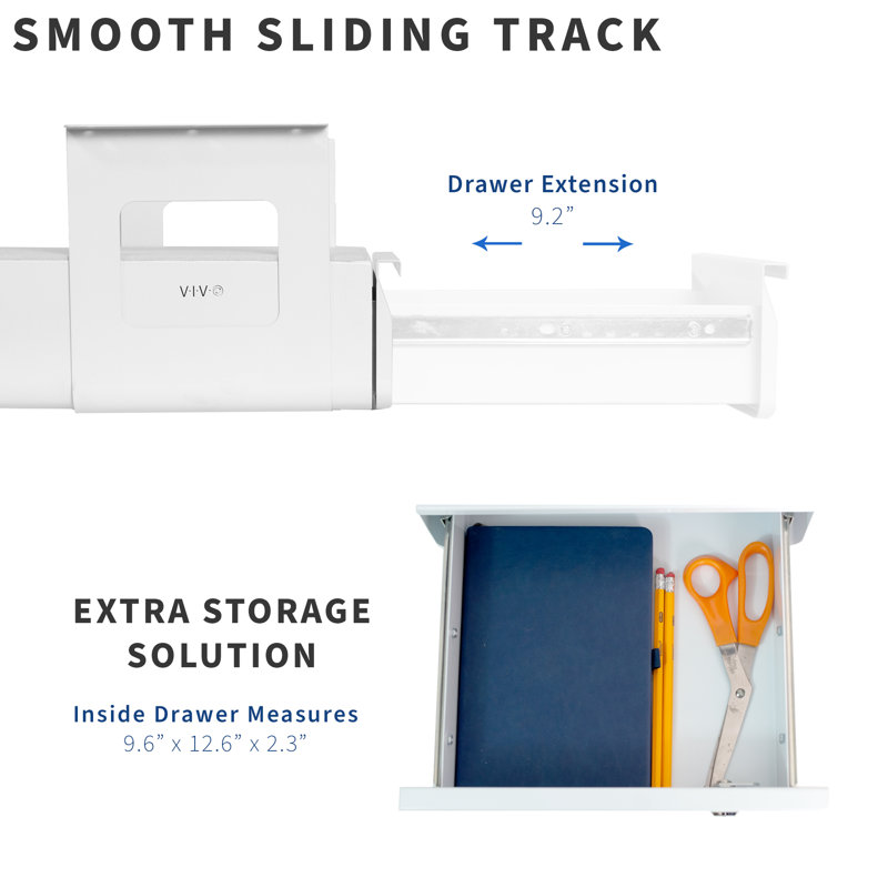 White Lockable Steel Under Desk Storage Drawer
