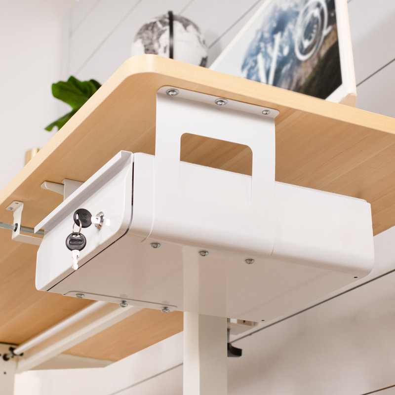 White Lockable Steel Under Desk Storage Drawer