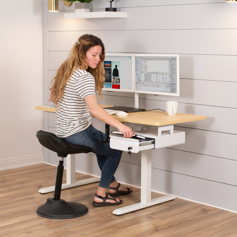 White Lockable Steel Under Desk Storage Drawer