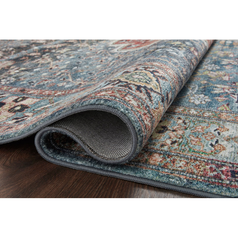 Margot 24" x 60" Blue Synthetic Easy Care Rug