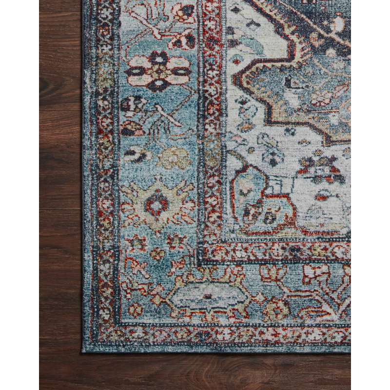 Margot 24" x 60" Blue Synthetic Easy Care Rug