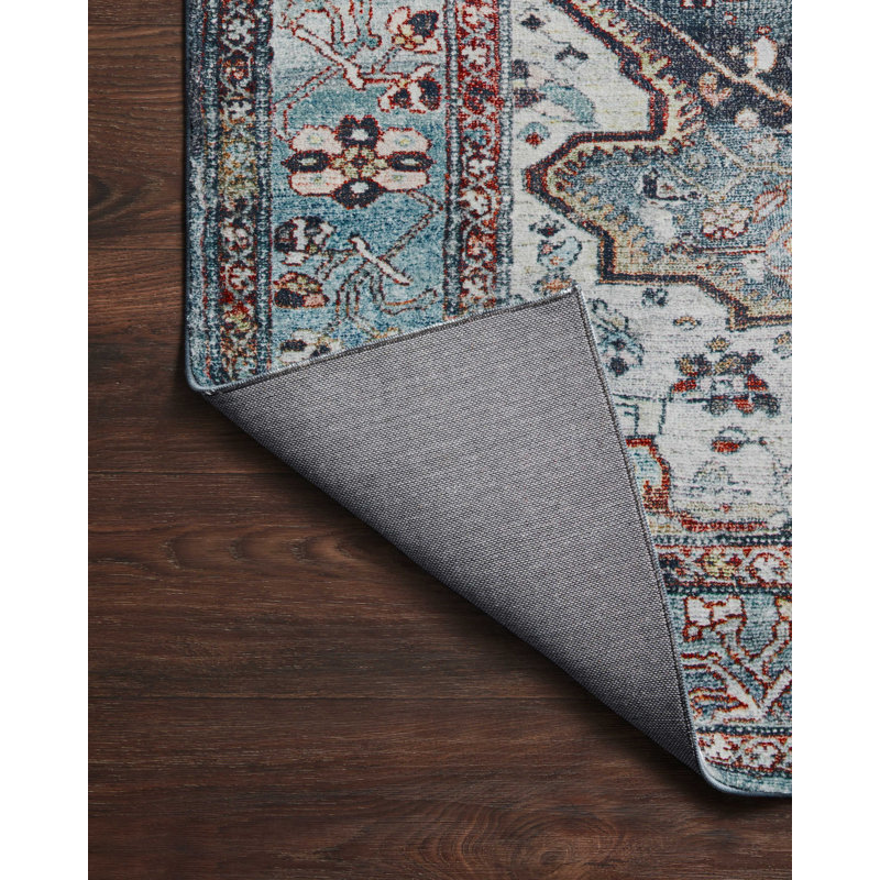 Margot 24" x 60" Blue Synthetic Easy Care Rug