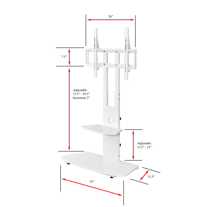 White Adjustable Height TV Stand with Shelves