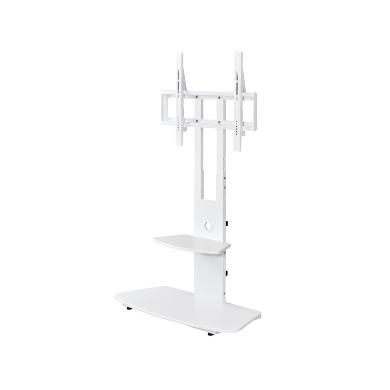 White Adjustable Height TV Stand with Shelves