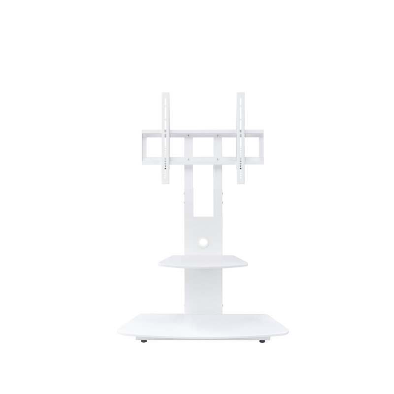 White Adjustable Height TV Stand with Shelves
