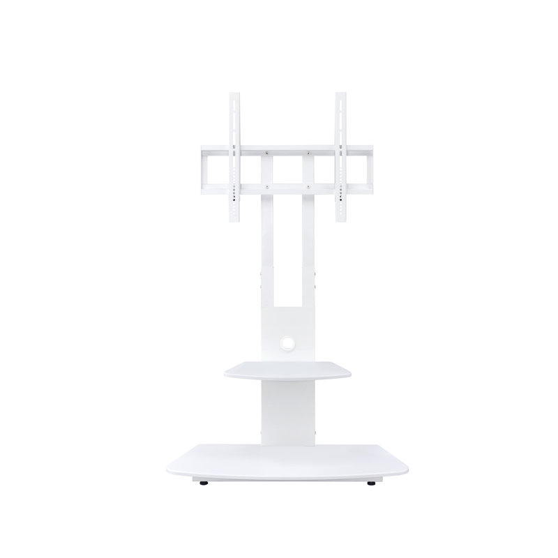 White Adjustable Height TV Stand with Shelves