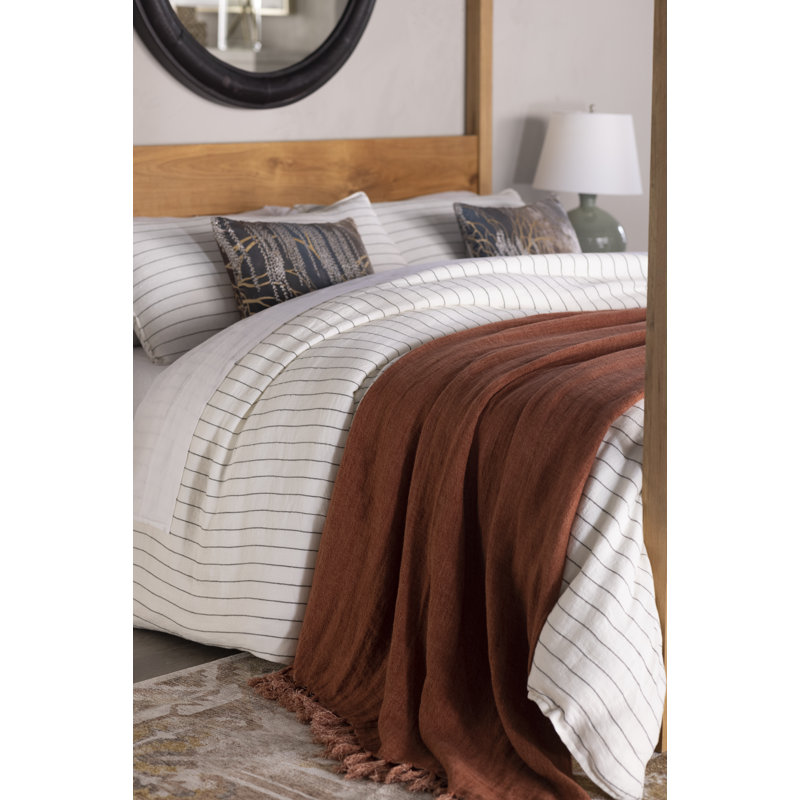 Blake Cream and Grey Cotton Queen Duvet Cover