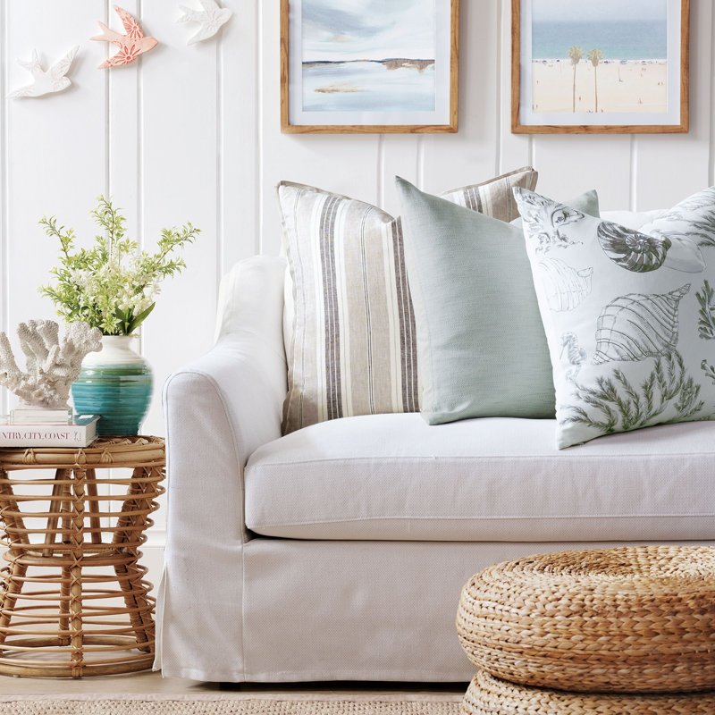 Light Blue Cotton Blend Square Throw Pillow