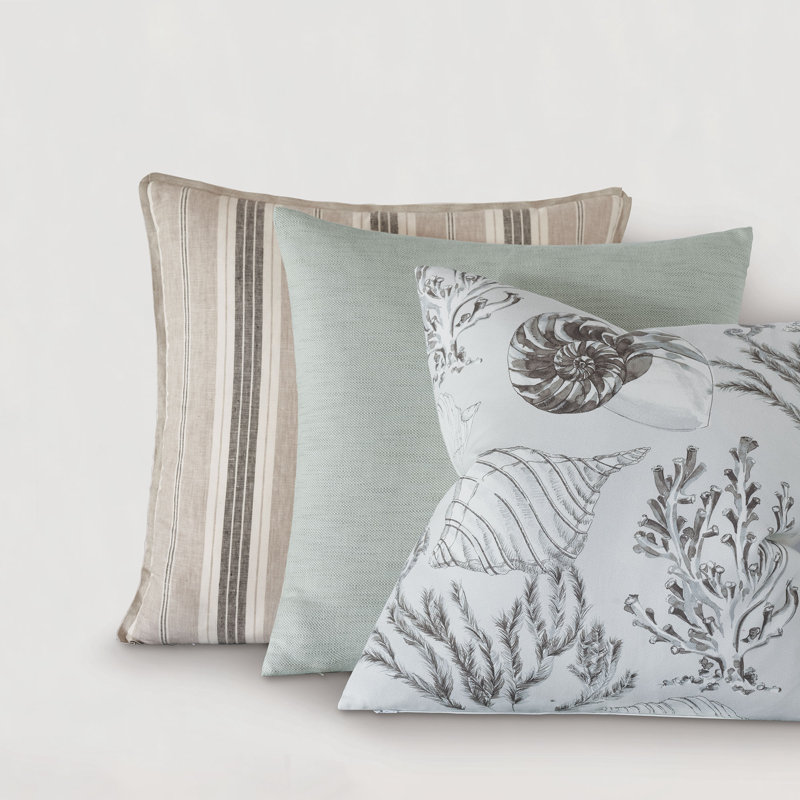 Light Blue Cotton Blend Square Throw Pillow