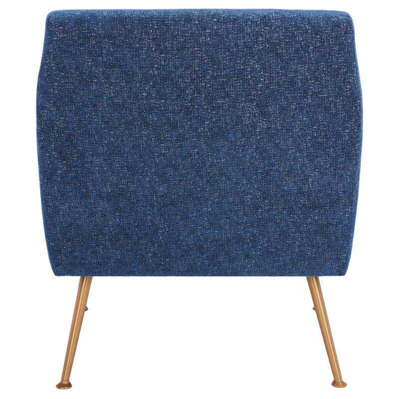 Tilbrook Navy Upholstered Armchair with Gold Retro Legs