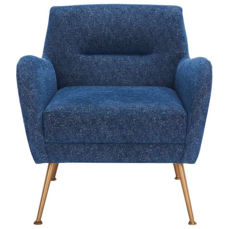 Tilbrook Navy Upholstered Armchair with Gold Retro Legs