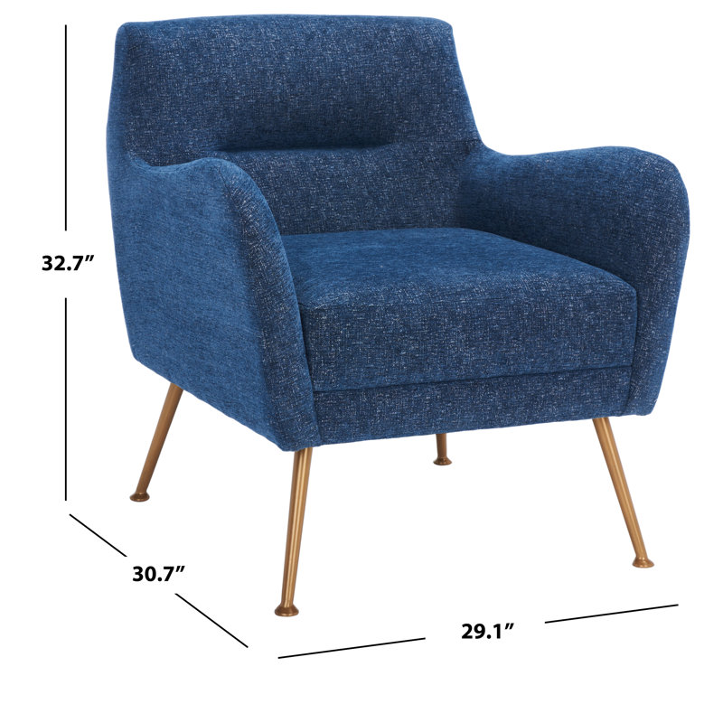 Tilbrook Navy Upholstered Armchair with Gold Retro Legs