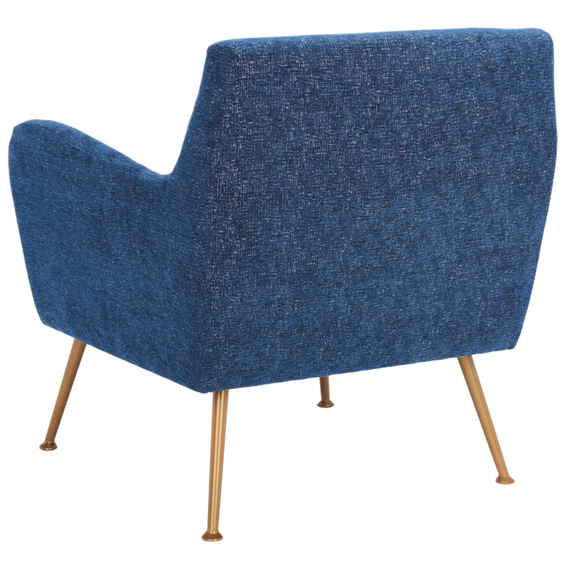 Tilbrook Navy Upholstered Armchair with Gold Retro Legs