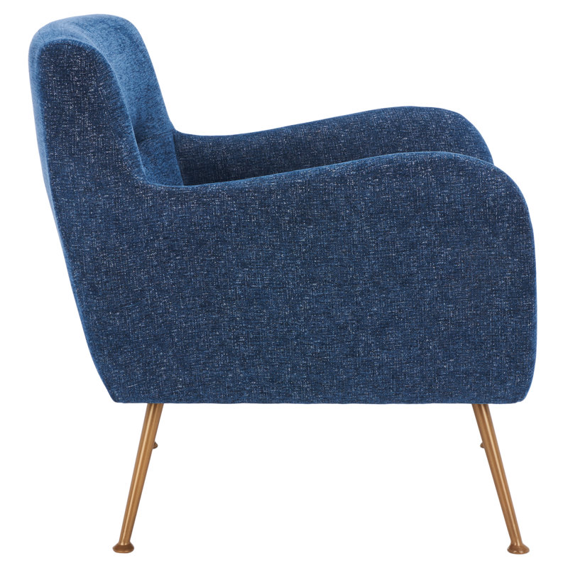 Tilbrook Navy Upholstered Armchair with Gold Retro Legs
