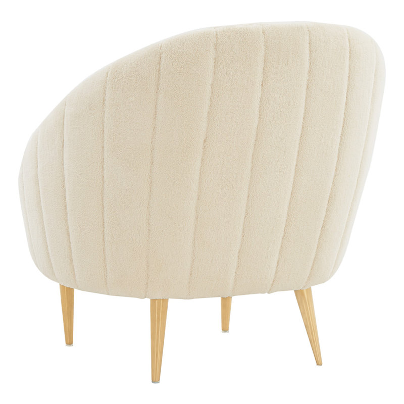 Razia Ivory Velvet Barrel Chair with Gold Legs
