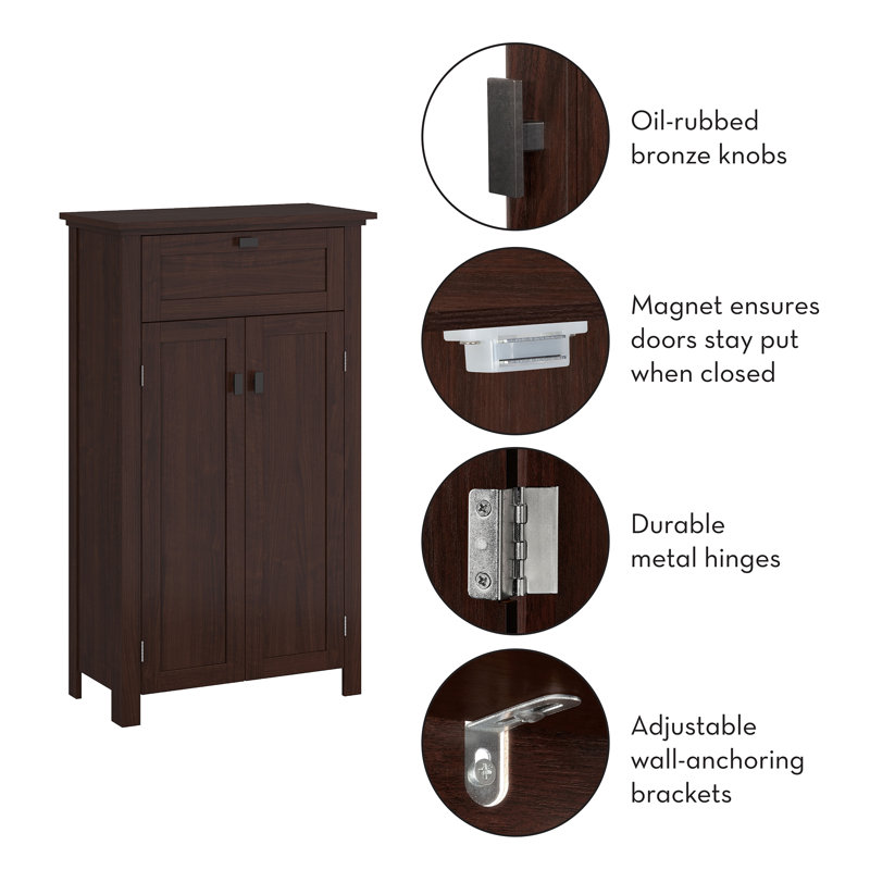 Hayward 43'' Dark Woodgrain Adjustable Shelving Living Room Cabinet