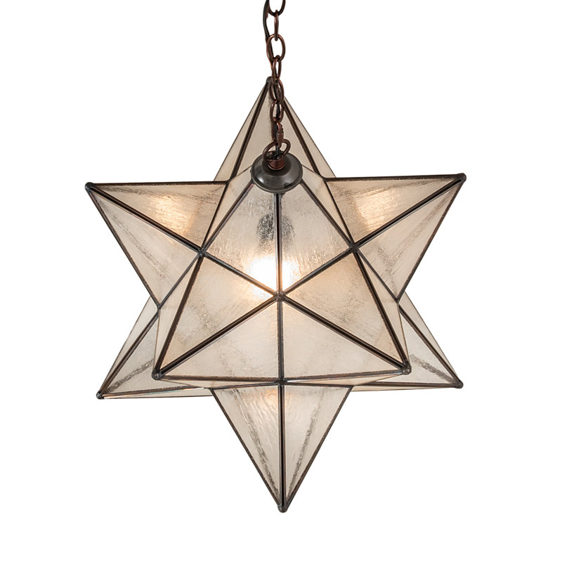 Mahogany Bronze Moravian Star Pendant with Clear Seeded Glass