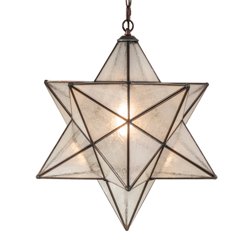 Mahogany Bronze Moravian Star Pendant with Clear Seeded Glass