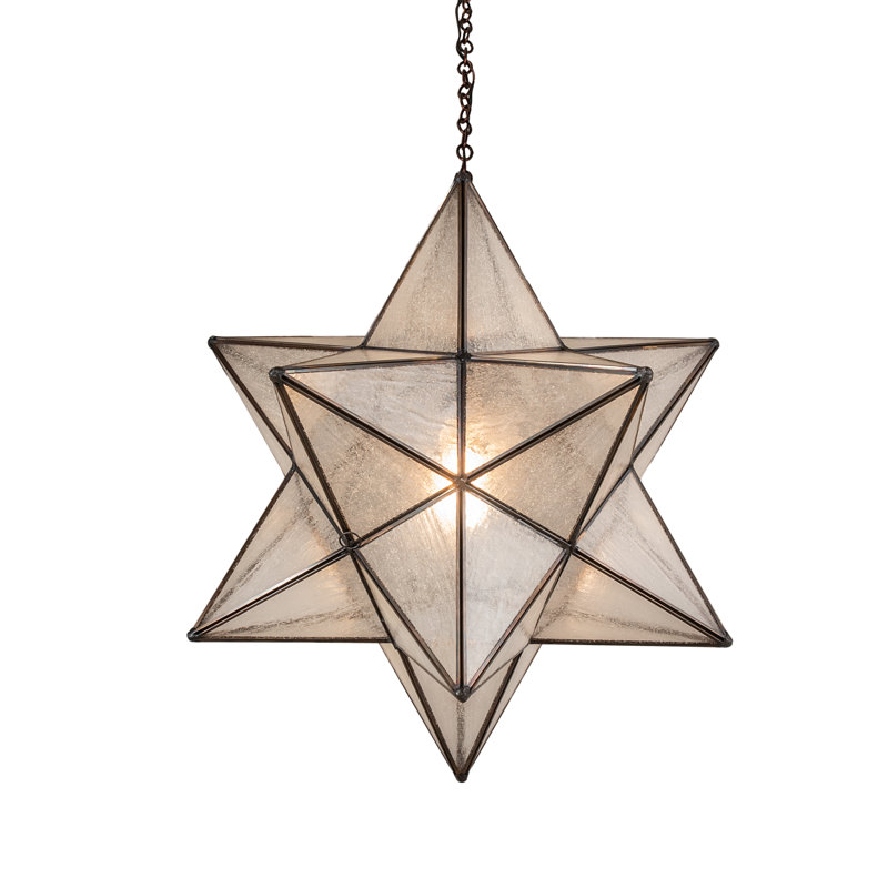Mahogany Bronze Moravian Star Pendant with Clear Seeded Glass