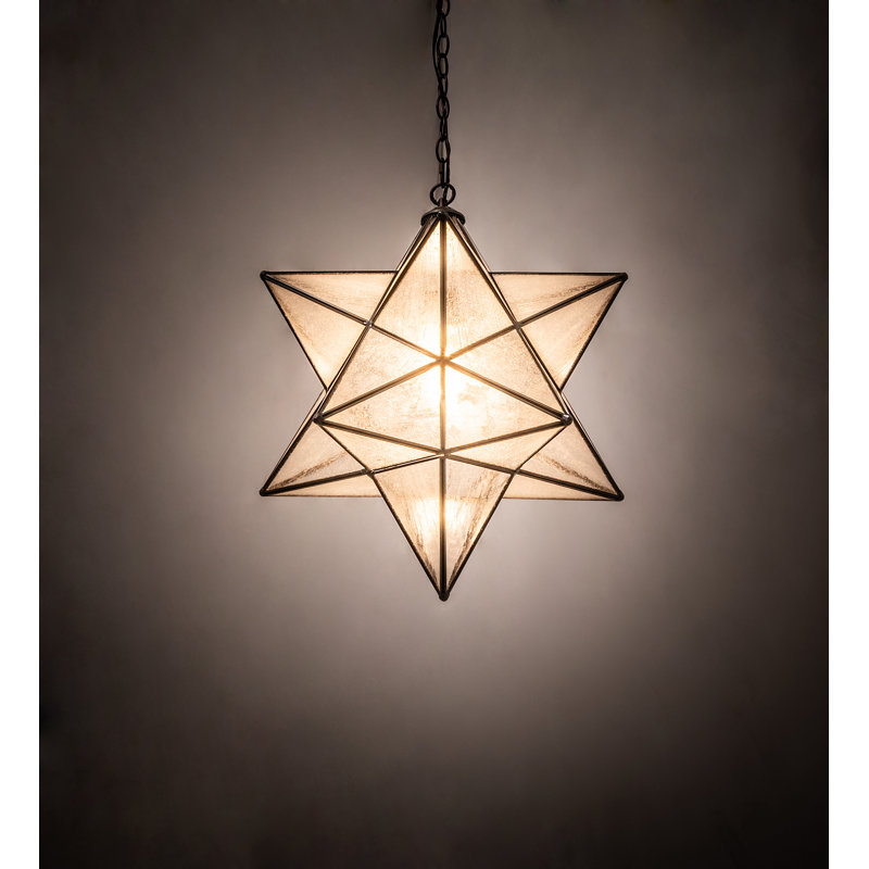 Mahogany Bronze Moravian Star Pendant with Clear Seeded Glass
