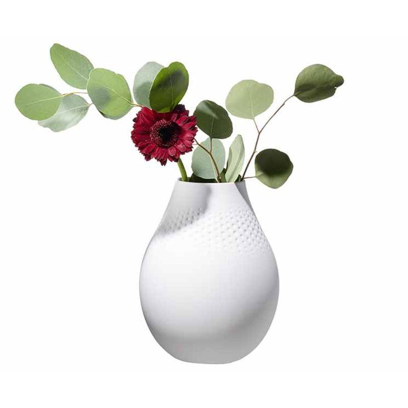 Matte White Textured Porcelain Decorative Vase, Small